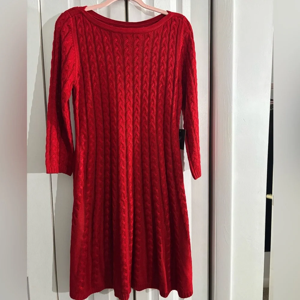 JH Cable Knit Sweater Dress – Red – Size Large – NWT - Picture 6 of 6